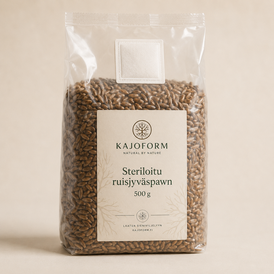 Kajoform steriloitu ruisjyväspawn 500 g pussi